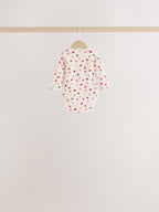 Red/Pink Bow Long Sleeve Baby Bodysuits 5 Pack