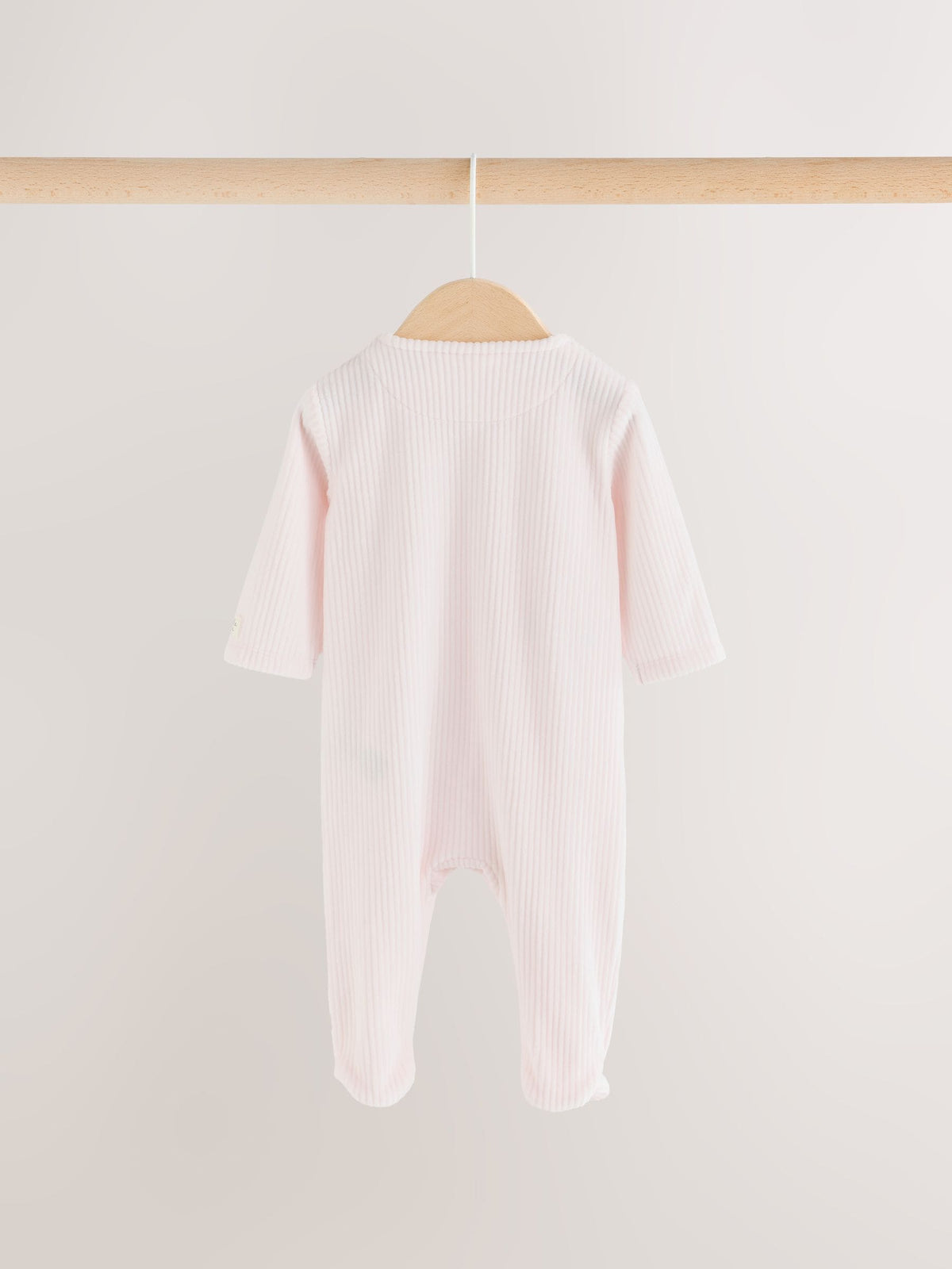 Pink Heart Velour Two Way Zip Baby Sleepsuit 2 Pack