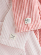 Pink Heart Velour Two Way Zip Baby Sleepsuit 2 Pack