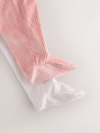 Pink Heart Velour Two Way Zip Baby Sleepsuit 2 Pack