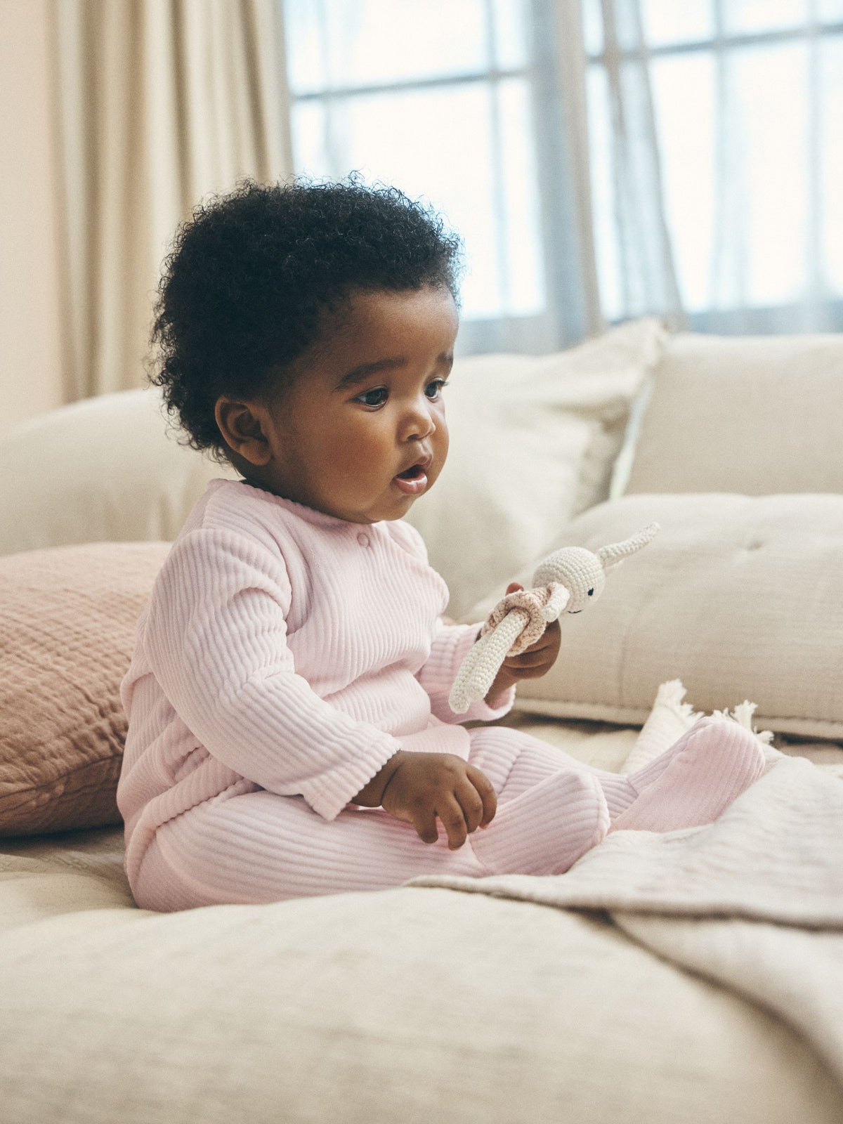 Pink Heart Velour Two Way Zip Baby Sleepsuit 2 Pack