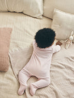 Pink Heart Velour Two Way Zip Baby Sleepsuit 2 Pack