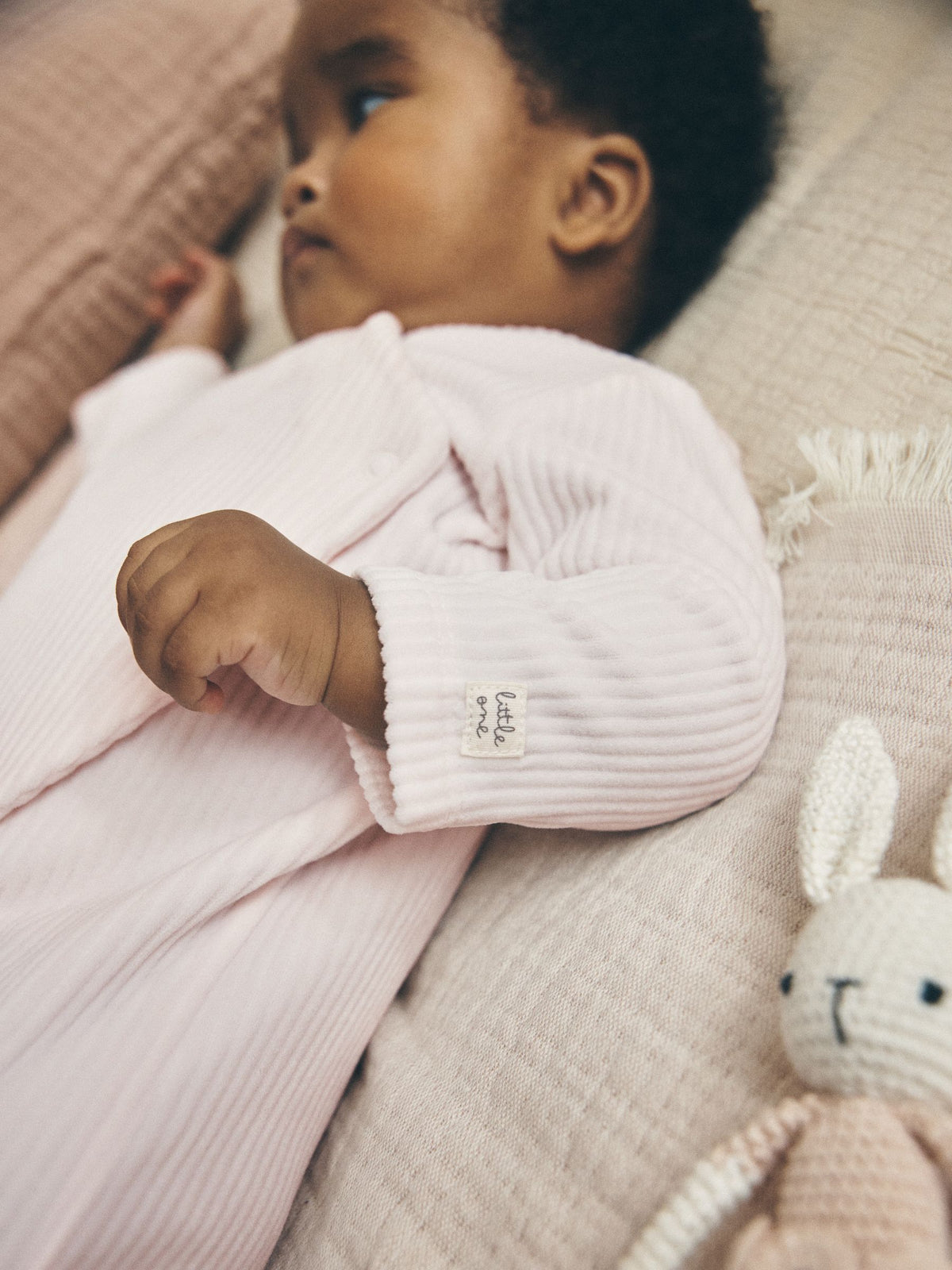 Pink Heart Velour Two Way Zip Baby Sleepsuit 2 Pack