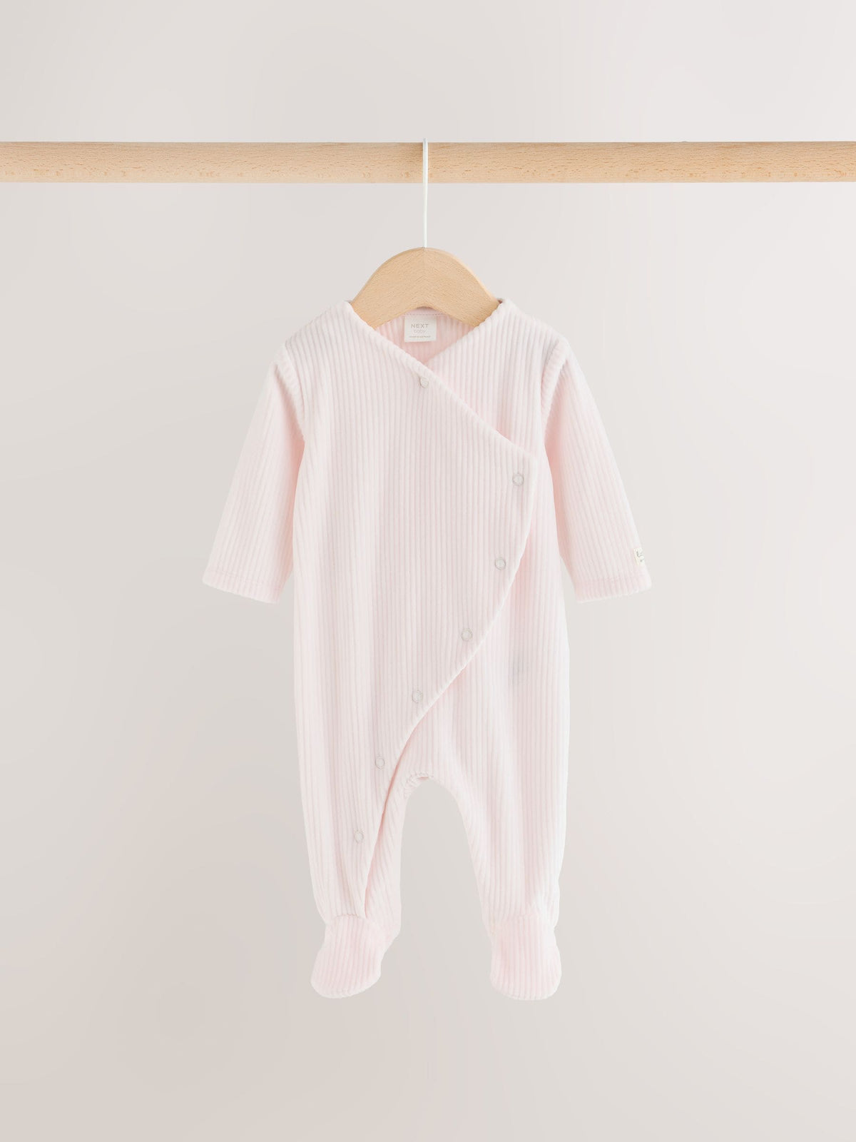 Pink Heart Velour Two Way Zip Baby Sleepsuit 2 Pack