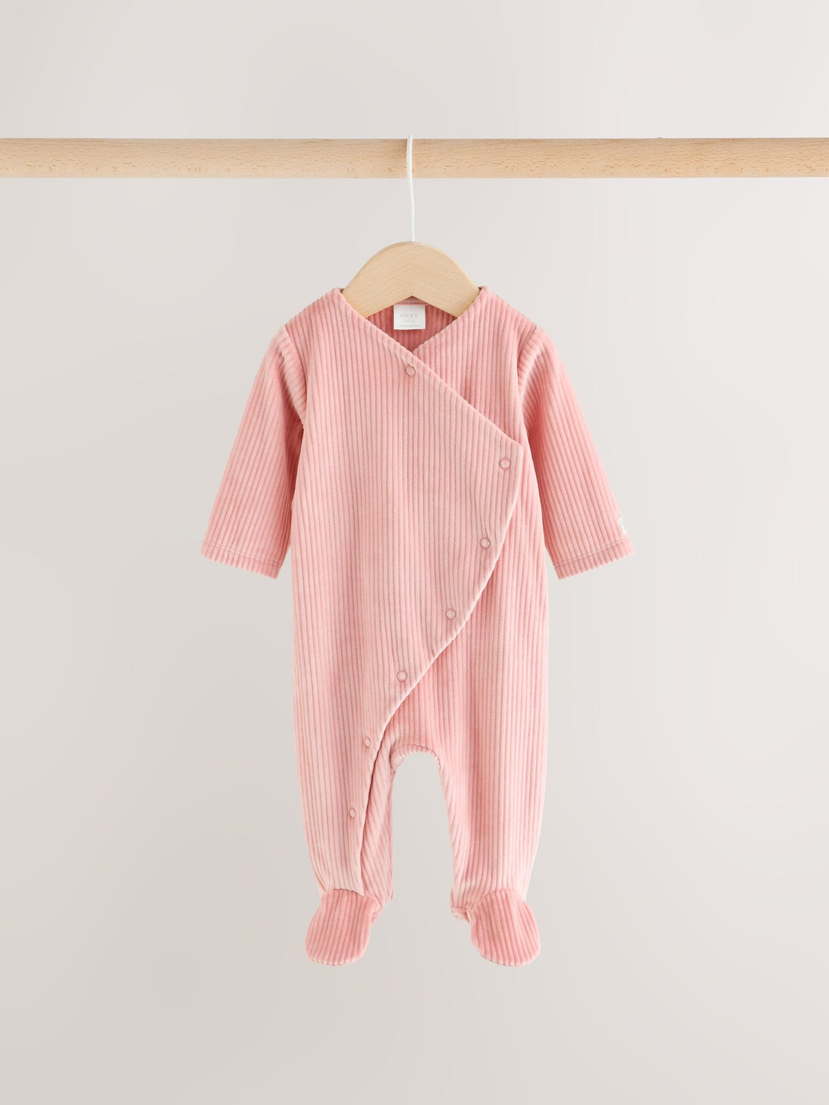 Pink Heart Velour Two Way Zip Baby Sleepsuit 2 Pack