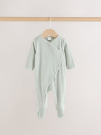 Blue Velour Baby Sleepsuits 2 Pack