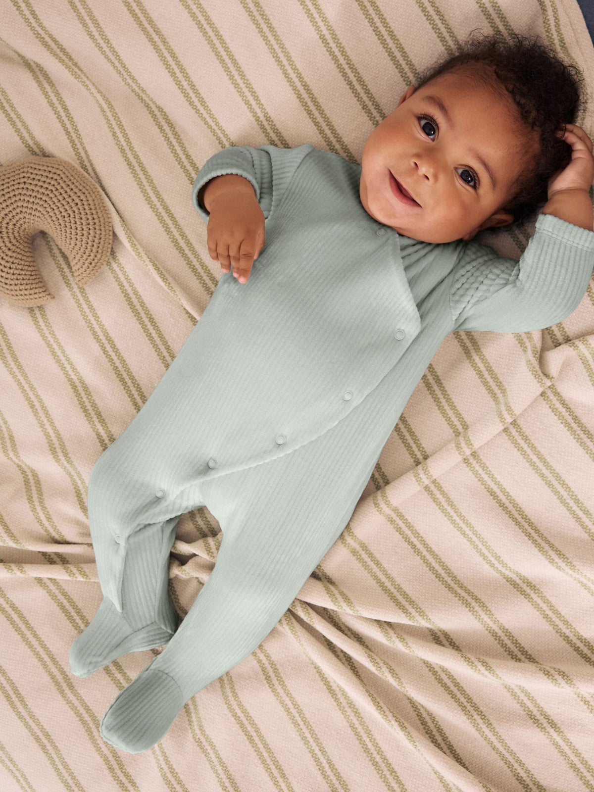 Blue Velour Baby Sleepsuits 2 Pack