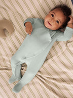 Blue Velour Baby Sleepsuits 2 Pack