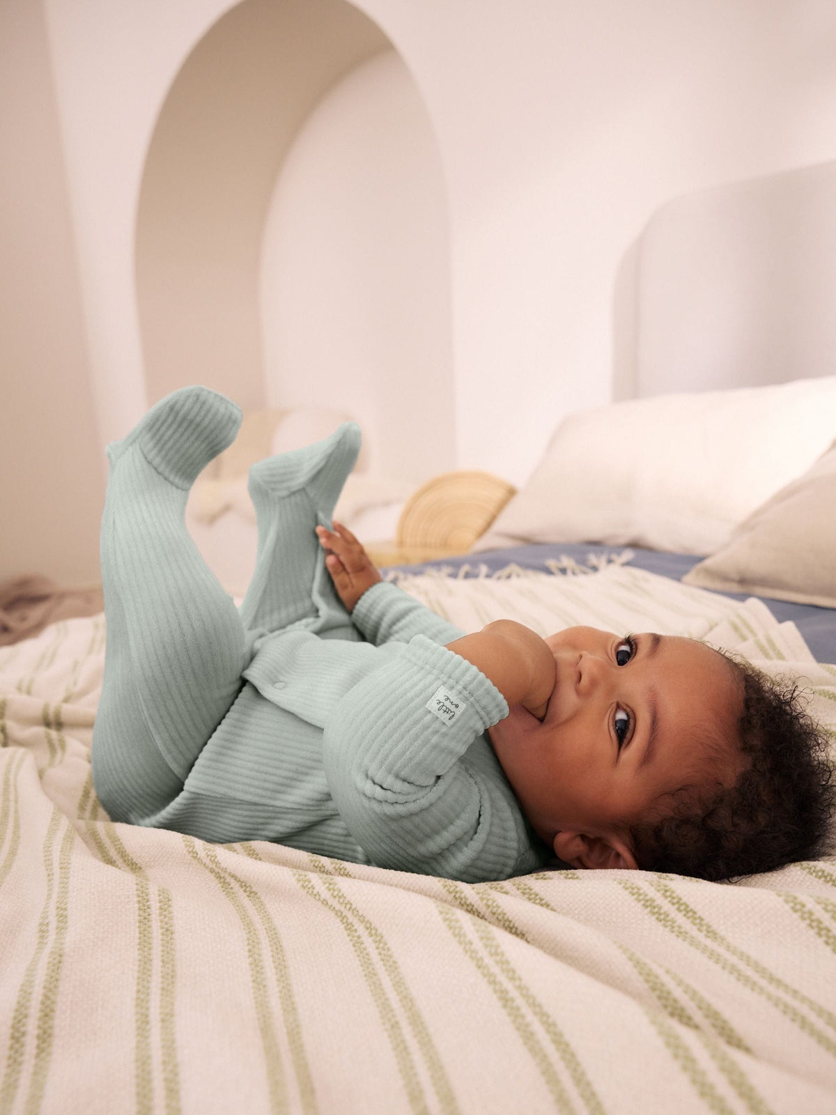 Blue Velour Baby Sleepsuits 2 Pack