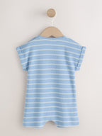 Blue 'Little Brother' Jersey Baby Romper