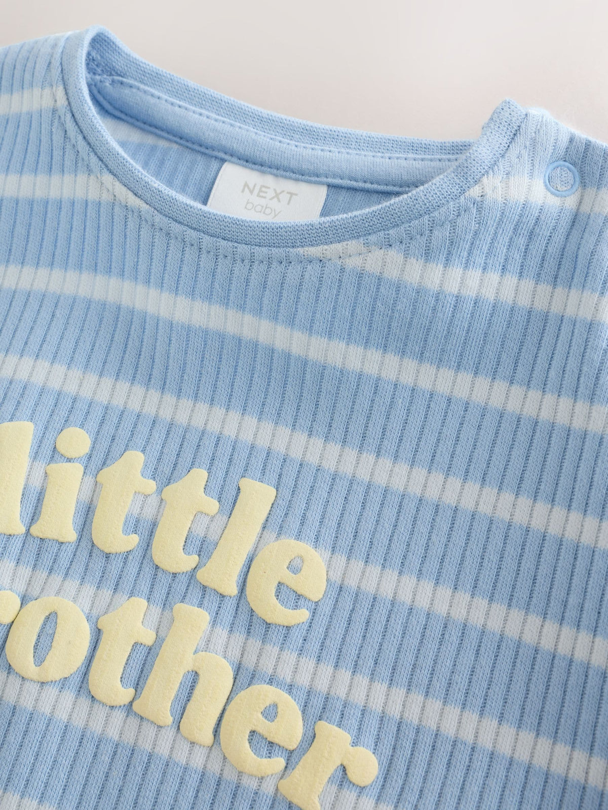 Blue 'Little Brother' Jersey Baby Romper