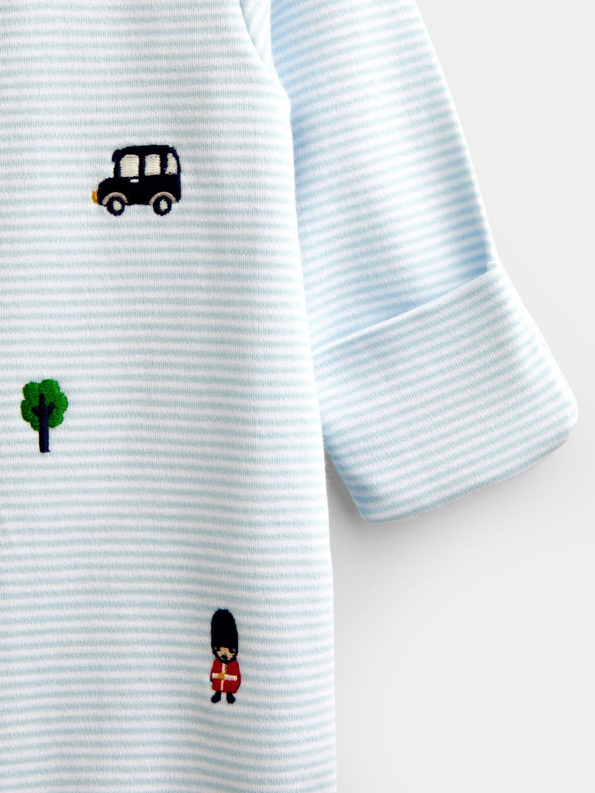 JoJo Maman Bébé Blue London Embroidered Sleepsuit & Hat