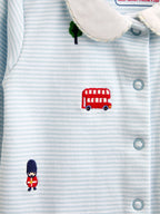 JoJo Maman Bébé Blue London Embroidered Sleepsuit & Hat