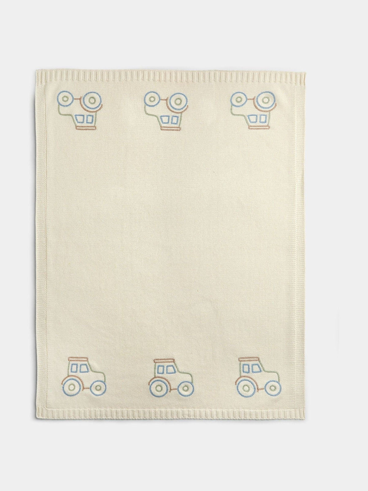 JoJo Maman Bébé Green Tractor Knitted Blanket