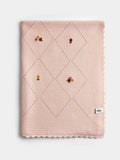 JoJo Maman Bébé Light Pink Floral Embroidered Baby Knitted Shawl Blanket