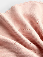 JoJo Maman Bébé Light Pink Floral Embroidered Baby Knitted Shawl Blanket