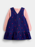 JoJo Maman Bébé Navy Blue Rose Embroidered Pinny And Top Set
