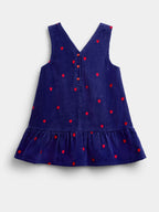 JoJo Maman Bébé Navy Blue Rose Embroidered Pinny And Top Set