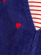 JoJo Maman Bébé Navy Blue Rose Embroidered Pinny And Top Set