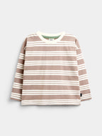 JoJo Maman Bébé Brown Stripe Top & Twill Dungaree Set