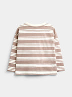 JoJo Maman Bébé Brown Stripe Top & Twill Dungaree Set