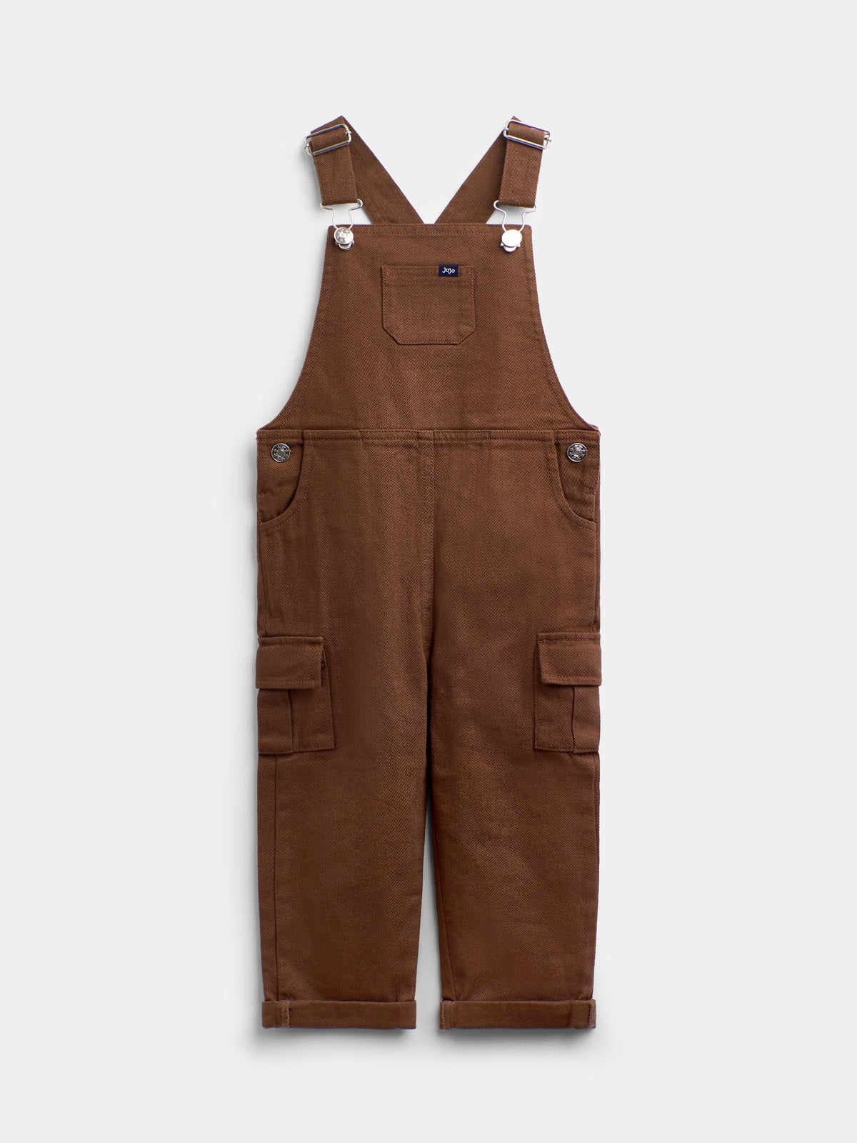 JoJo Maman Bébé Brown Stripe Top & Twill Dungaree Set