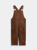 JoJo Maman Bébé Brown Stripe Top & Twill Dungaree Set