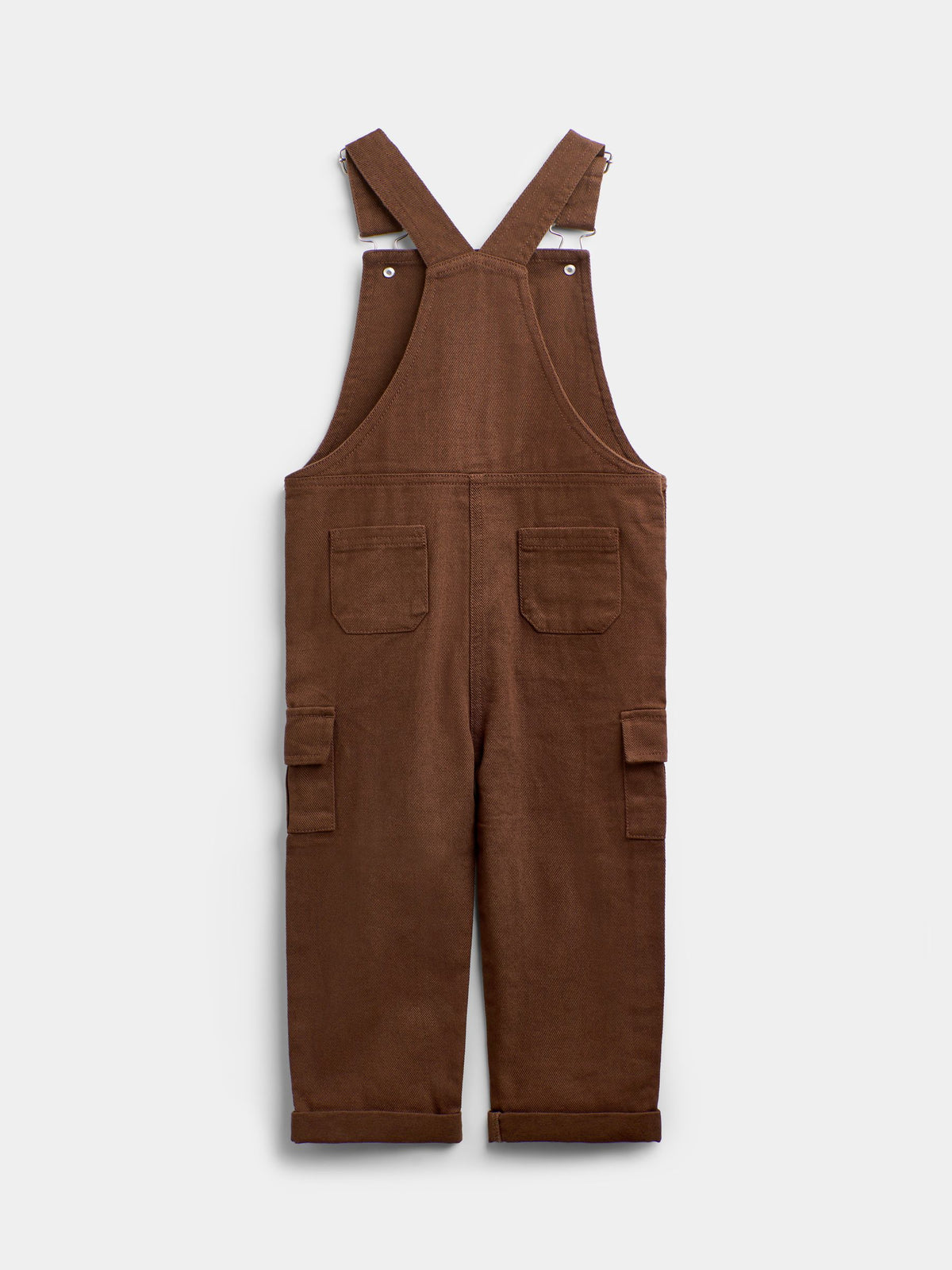 JoJo Maman Bébé Brown Stripe Top & Twill Dungaree Set