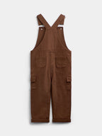JoJo Maman Bébé Brown Stripe Top & Twill Dungaree Set