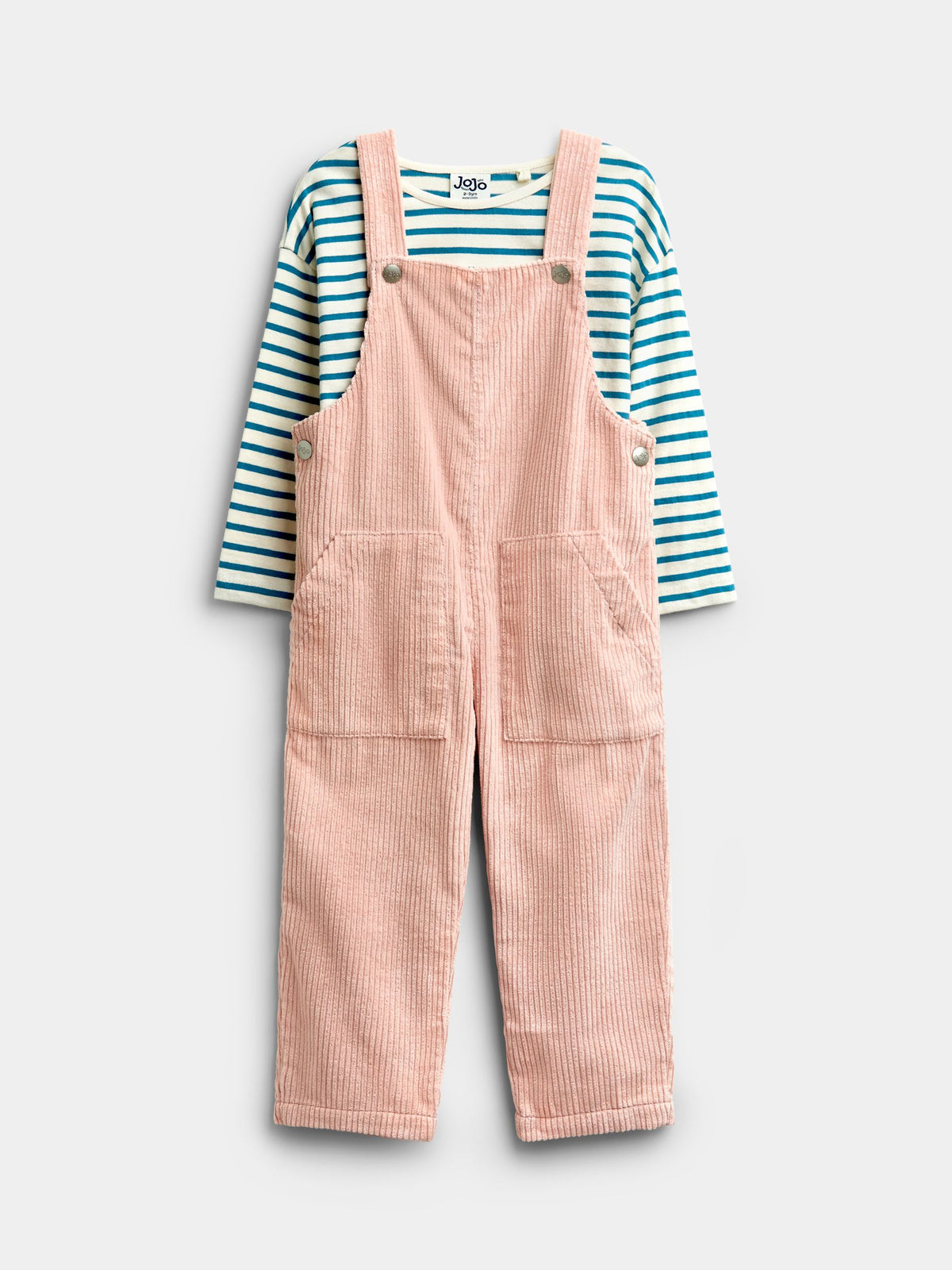 JoJo Maman Bébé Dusky Pink Chunky Cord Dungaree And Top Set