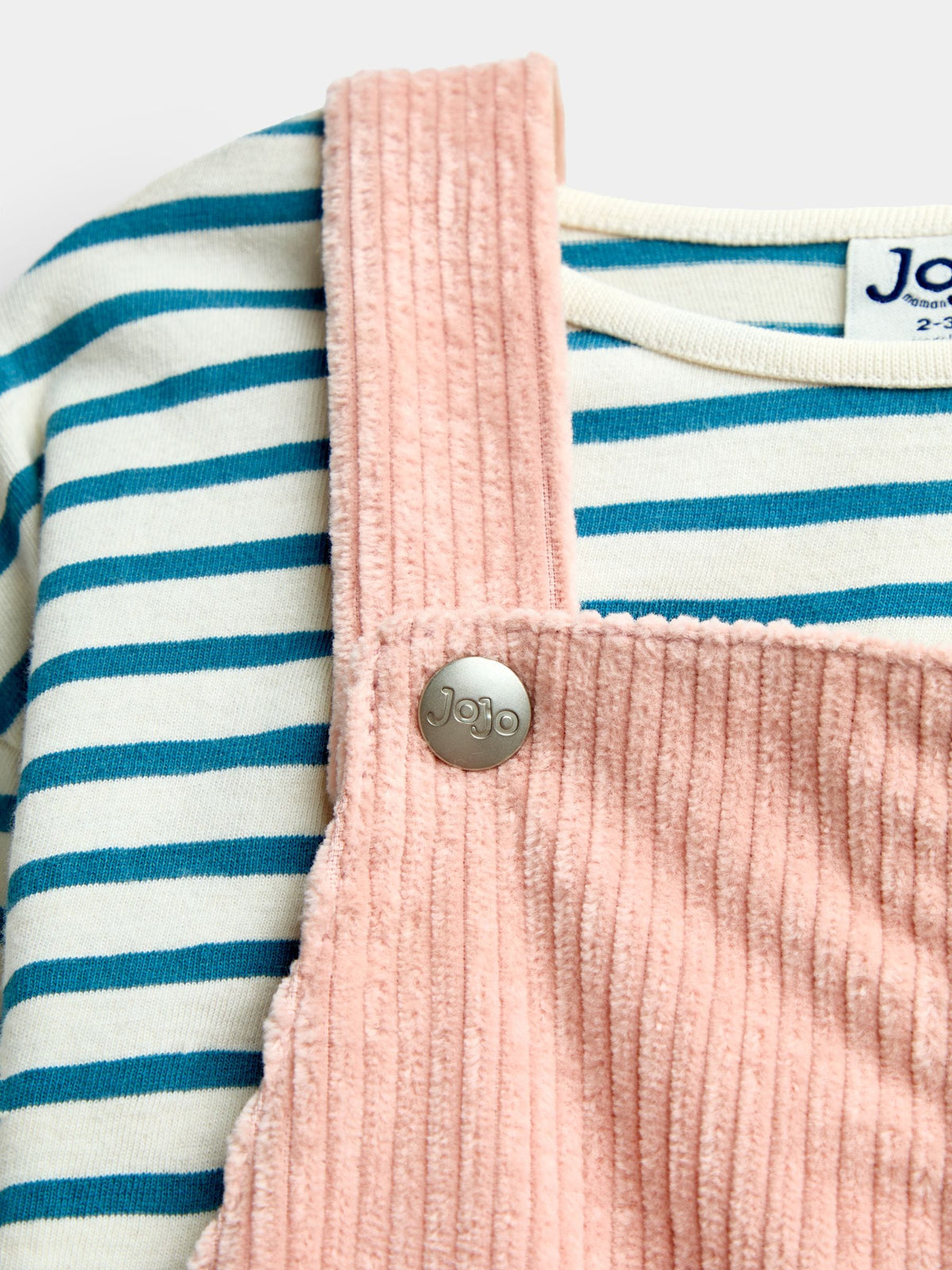 JoJo Maman Bébé Dusky Pink Chunky Cord Dungaree And Top Set