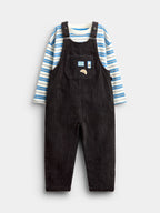 JoJo Maman Bébé Grey Snack Cord Dungaree & Top Set
