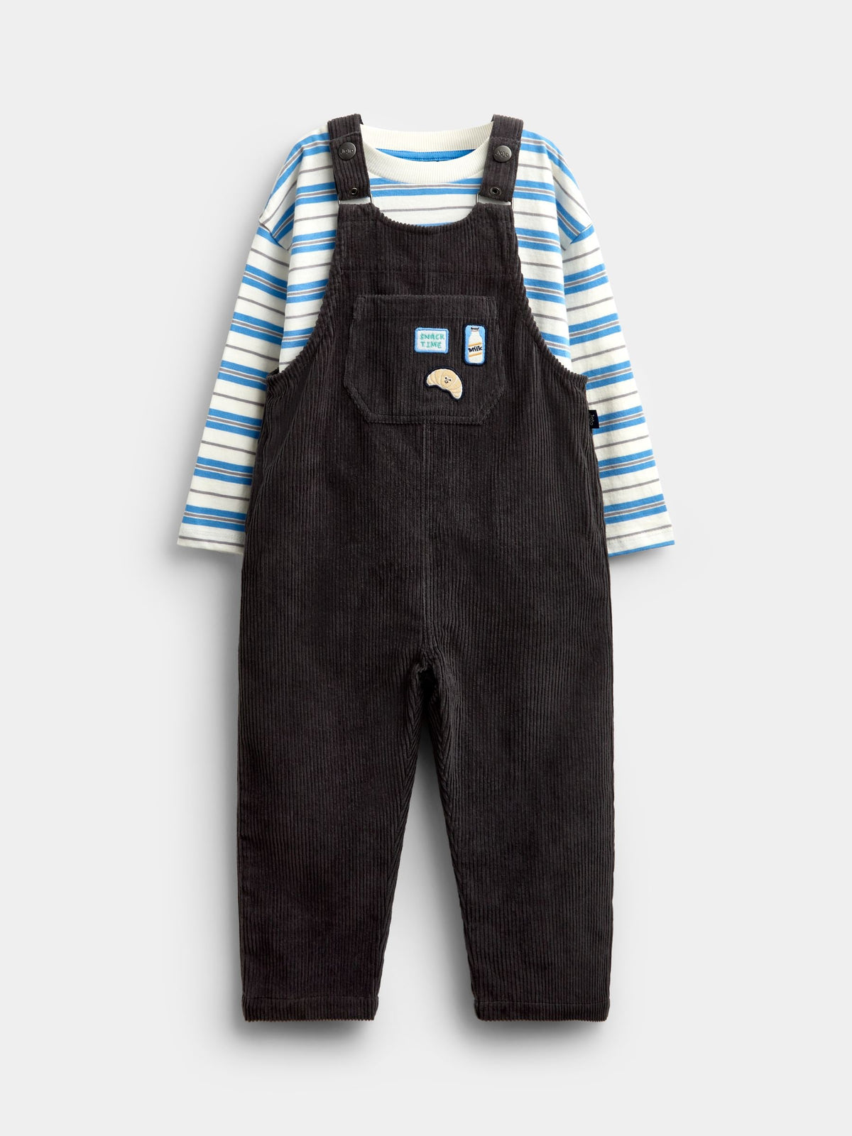 JoJo Maman Bébé Grey Snack Cord Dungaree & Top Set