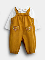JoJo Maman Bébé Yellow Heart Dungaree Set