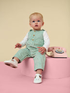 JoJo Maman Bébé Sage Green Broderie Dungaree & Body Set