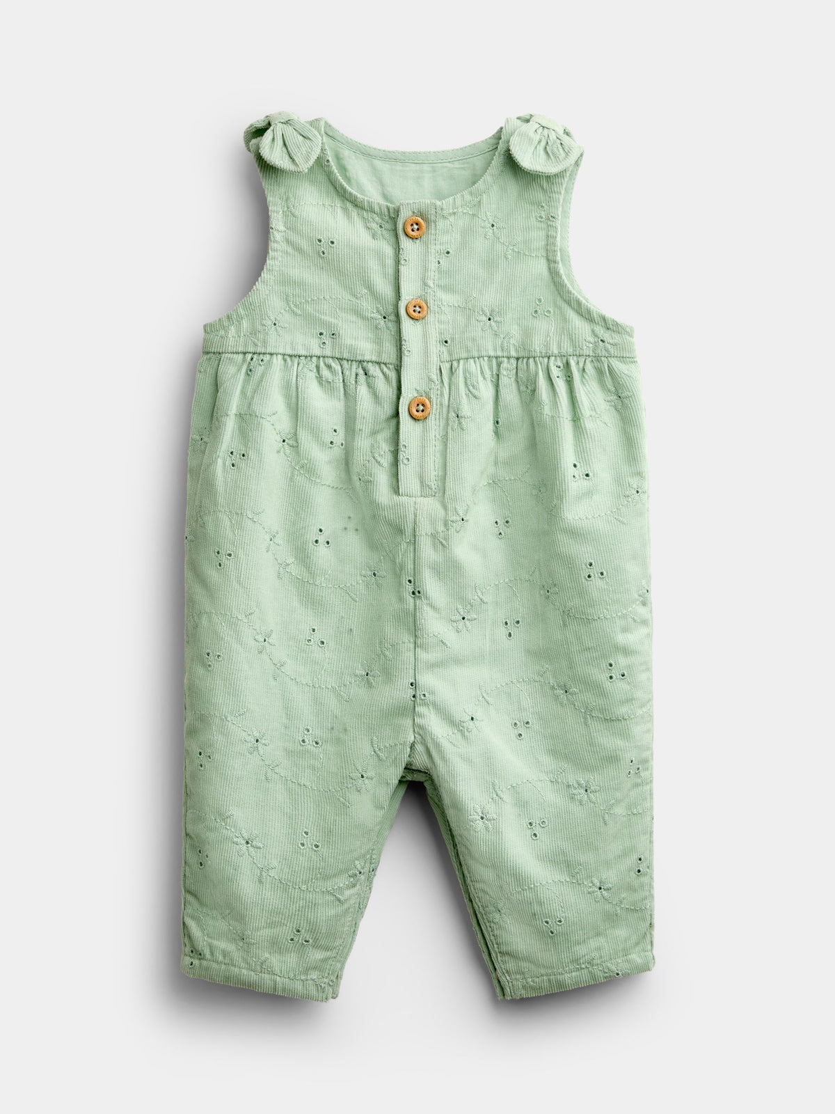 JoJo Maman Bébé Sage Green Broderie Dungaree & Body Set