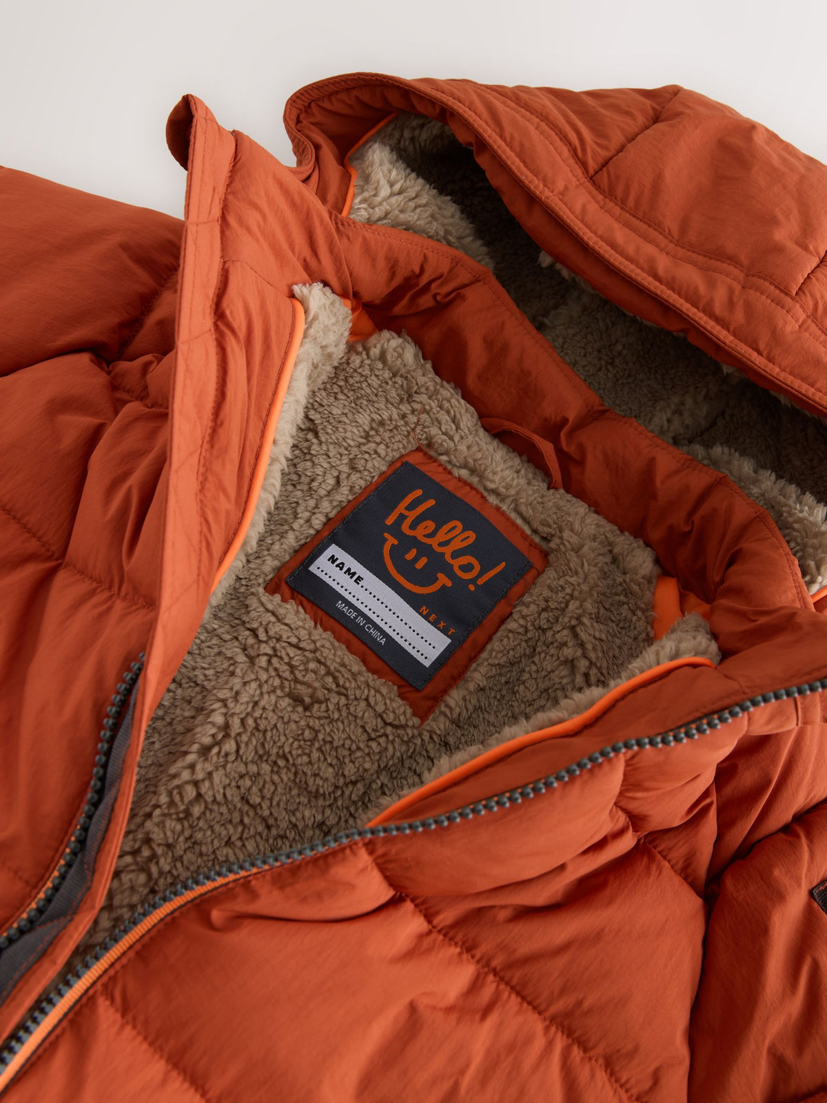 Orange Borg Lined Padded Coat (6mths-7yrs)