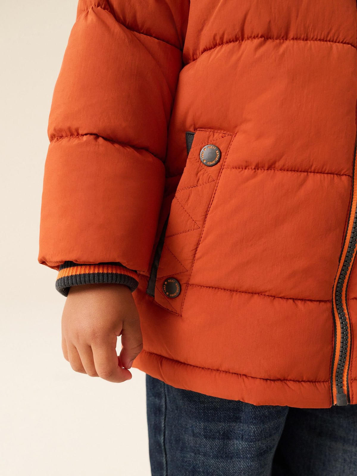 Orange Borg Lined Padded Coat (6mths-7yrs)