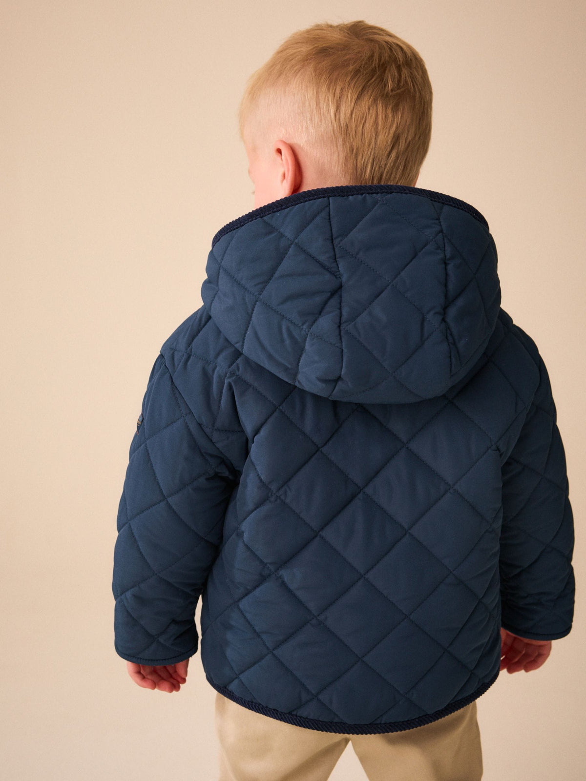 Navy Quilted Borg Lined Coat (3mths-7yrs)