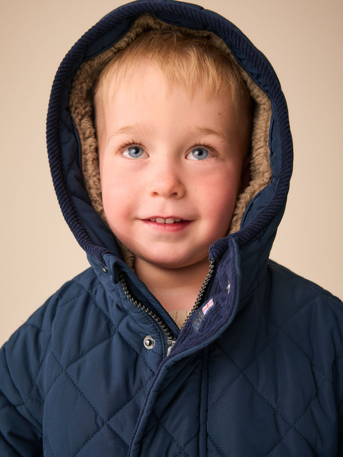 Navy Quilted Borg Lined Coat (3mths-7yrs)